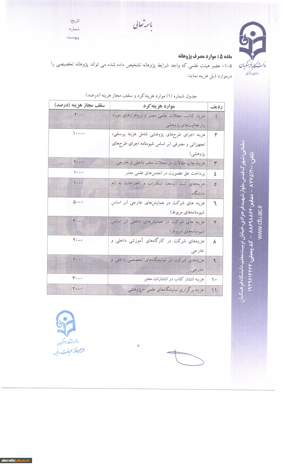 دستو رالعمل تخصیص پژوهانه 6